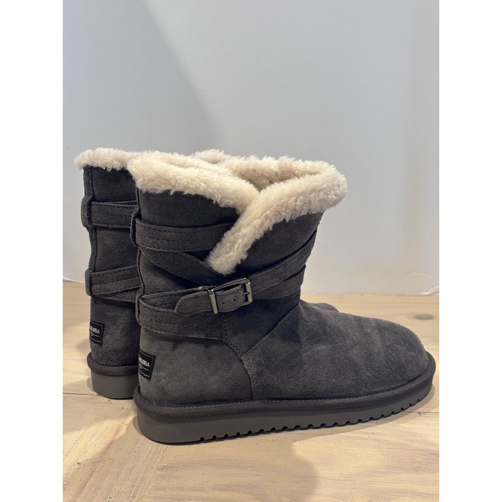 Koolaburra by UGG Women Grey Suede Faux Fur Buckle Boots 1121504 Size 7